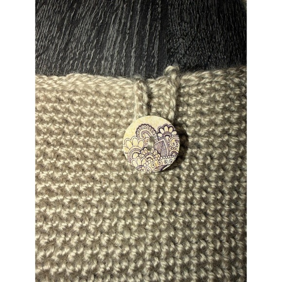 Handmade Crochet Shoulder Bag Tan Beige Button Closure Boho Small Purse - Picture 4 of 5